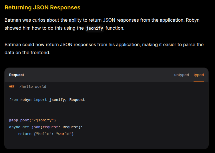 Robyn jsonify Docs